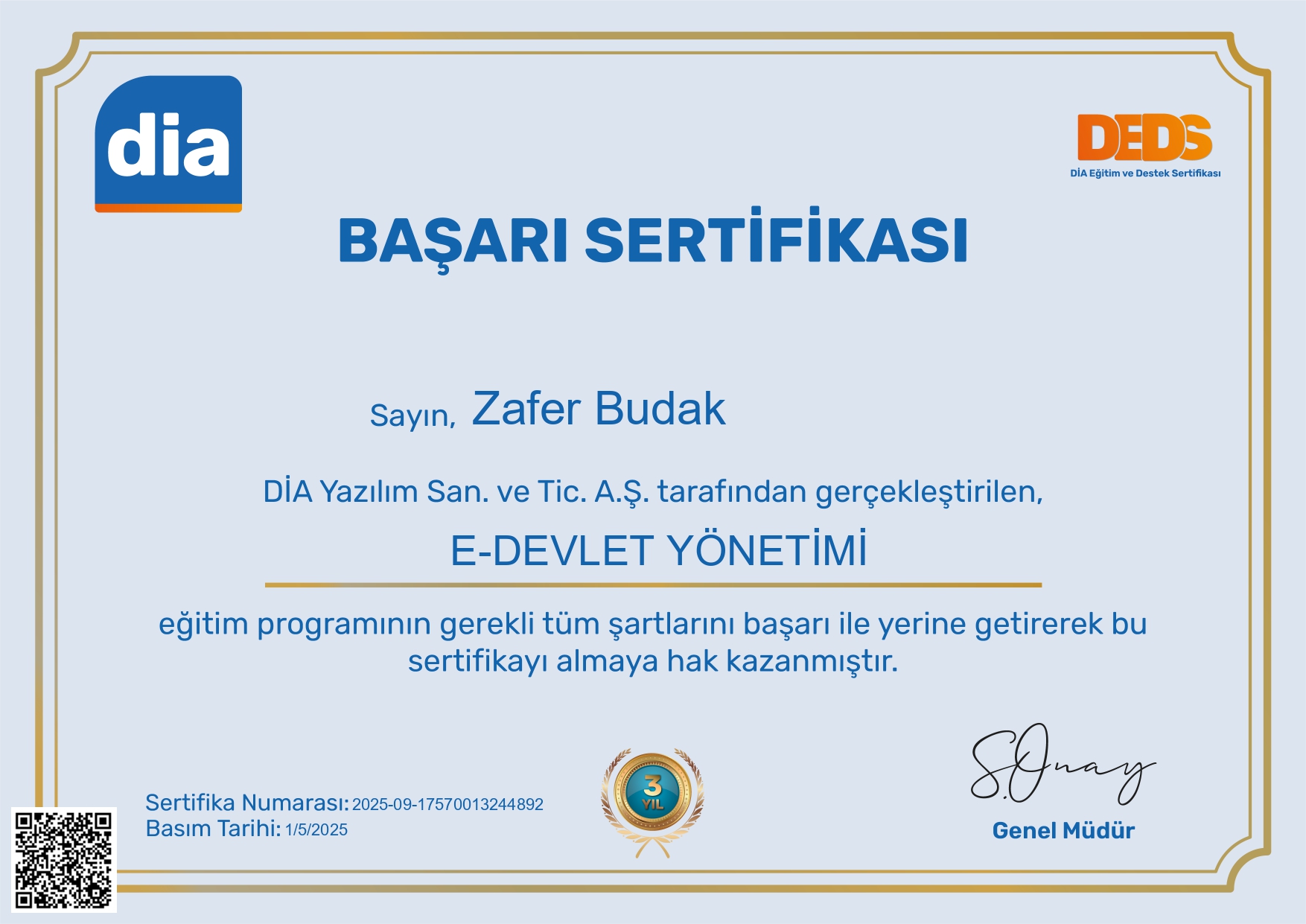 E-Devlet Uygulamaları Sertifikası
