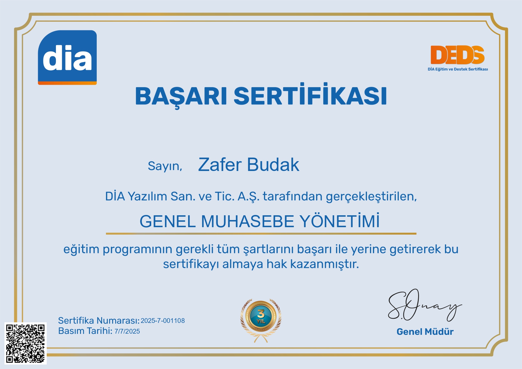 Genel Muhasebe Yönetimi Sertifikası