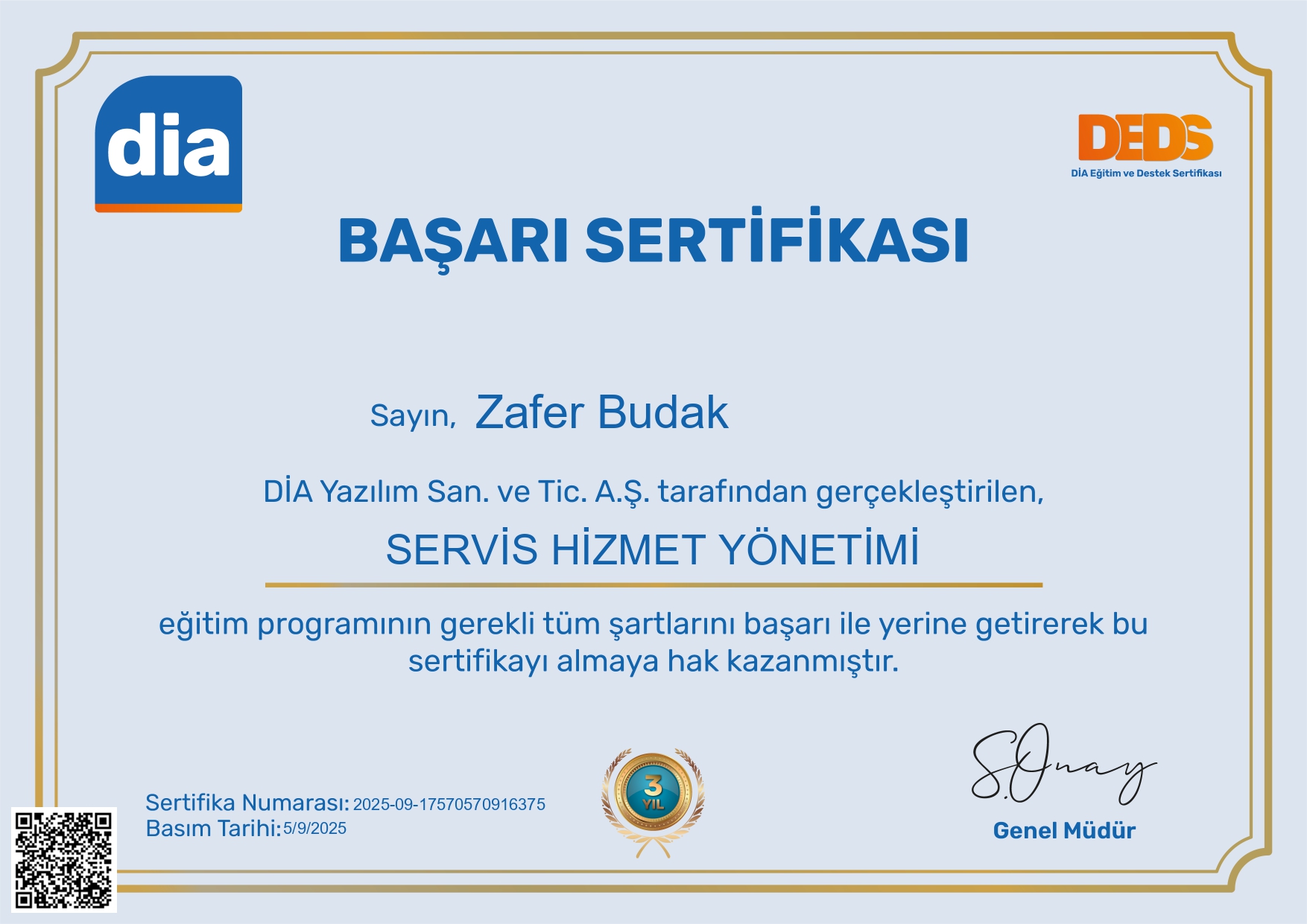 Servis Hizmet Yönetimi Sertifikası